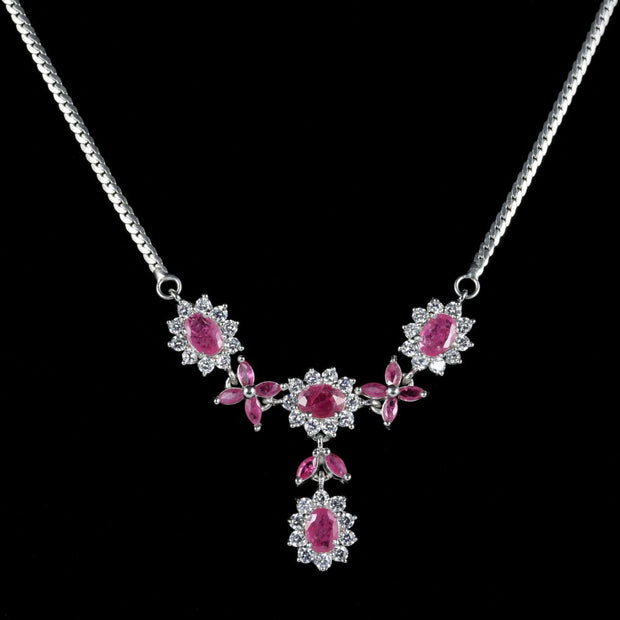 Ruby And Paste Silver Necklace