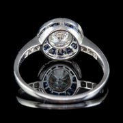 SAPPHIRE DIAMOND TARGET RING 18CT WHITE GOLD 0.65CT DIAMOND 1CT OF SAPPHIRE BACK