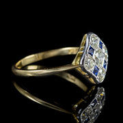 Sapphire Diamond Cluster Ring 18Ct Gold 0.85Ct Of Diamond