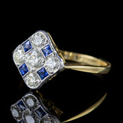Sapphire Diamond Cluster Ring 18Ct Gold 0.85Ct Of Diamond