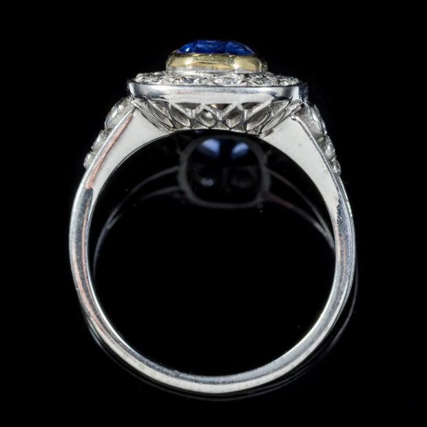 Sapphire Diamond Cluster Ring 18Ct White Gold