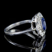 Art Deco Style Sapphire Diamond Cluster Ring Platinum side 2