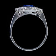 Art Deco Style Sapphire Diamond Cluster Ring Platinum top