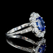 Sapphire Diamond Cluster Ring Platinum Engagement Ring 3Ct Sapphire