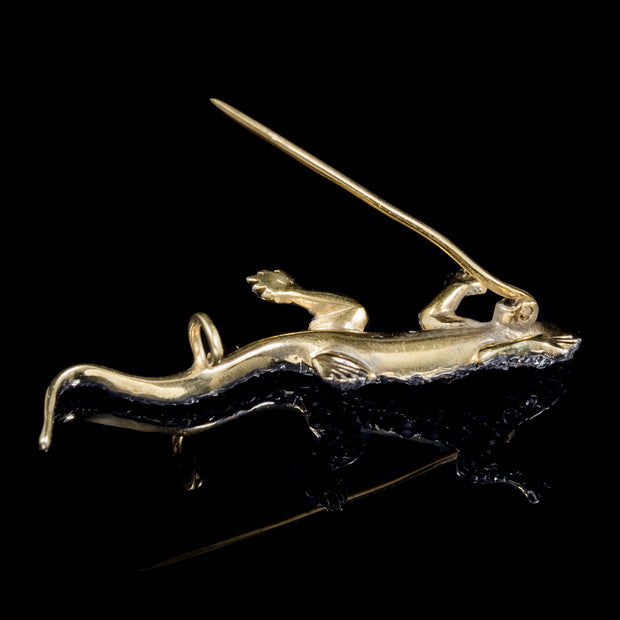 Sapphire Diamond Lizard Brooch 18Ct Gold Silver