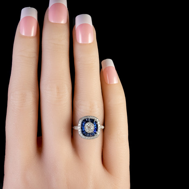 Sapphire Diamond Ring Platinum Engagement Ring
