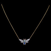 Sapphire Diamond Emerald Garnet Insect Pendant Necklace 18Ct Gold Silver