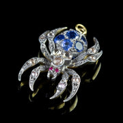 Sapphire Diamond Spider Pendant Silver Gold