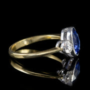 Sapphire Diamond Trilogy Ring 18Ct Gold 2.25Ct Rose Cut Sapphire