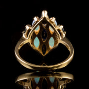 Victorian Style Sapphire Opal Cluster Ring 9ct Gold