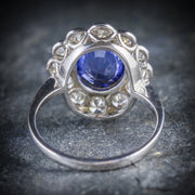 Sapphire Diamond Cluster Ring 18Ct Gold 3.20Ct Sapphire 1.50Ct Diamond