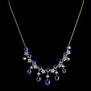 Spectacular Amethyst And Rose Cut Diamond Gold Necklace