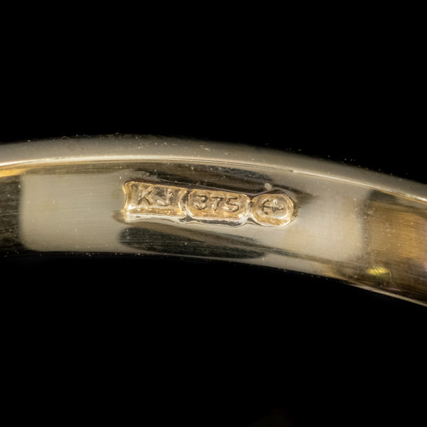Edwardian Suffragette Style 9ct Gold Cluster Ring hallmarks