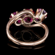 Synthetic Ruby Trilogy Ring 9Ct Rose Gold 2.50Ct Of Ruby