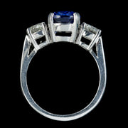 Sapphire Diamond Trilogy Ring Platinum 3.38ct Sapphire 1.20ct Of Diamond