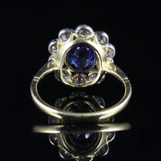Edwardian Style Sapphire Diamond Cluster Ring 18ct Gold