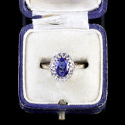 Sapphire Diamond Cluster Ring 9Ct Gold