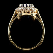 Sapphire Diamond Cluster Ring 9Ct Gold