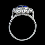 Sapphire Diamond Cluster Ring Platinum 1.80Ct Sapphire