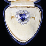 Sapphire Diamond Heart Ring 18Ct Gold