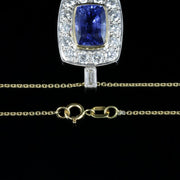 Sapphire Diamond Pendant Necklace 18Ct Gold