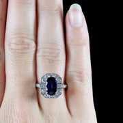 Sapphire Diamond Ring 18Ct White Gold 2.50Ct Sapphire