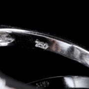Art Deco Style Sapphire Diamond Ring 18ct White Gold