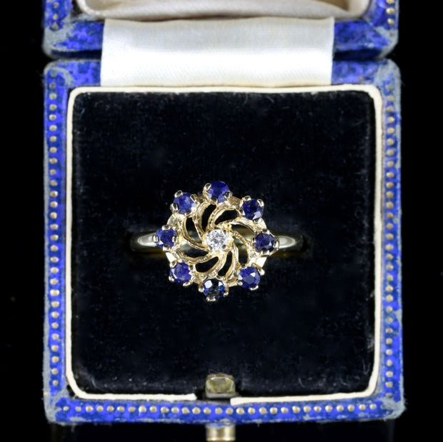 Sapphire Diamond Ring 9Ct Gold
