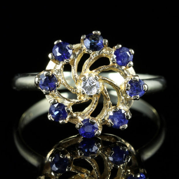 Sapphire Diamond Ring 9Ct Gold