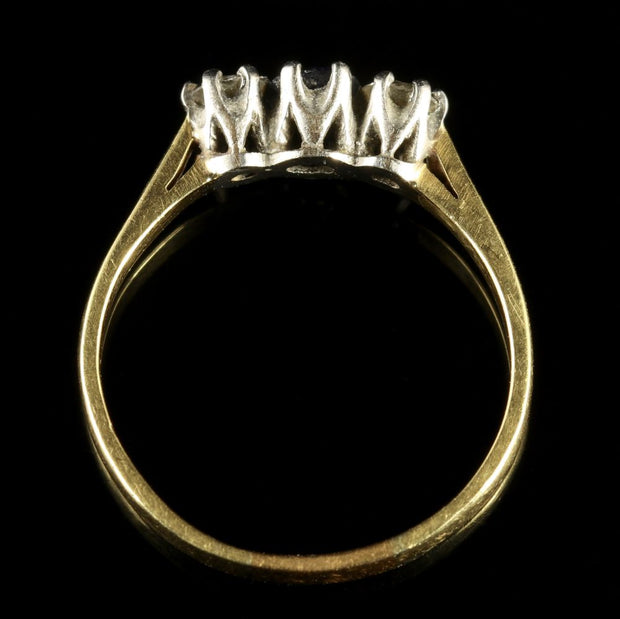 Sapphire Diamond Trilogy Engagement Ring 18Ct Gold