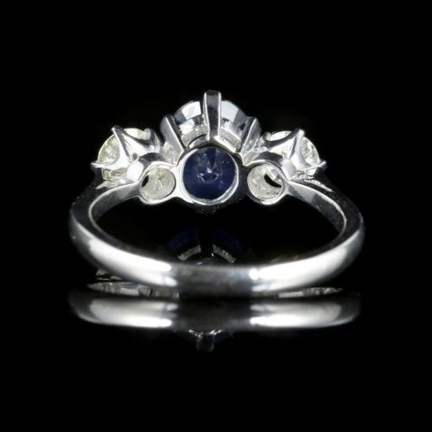Sapphire Diamond Trilogy Ring 2.40ct Sapphire 1.20ct Diamond