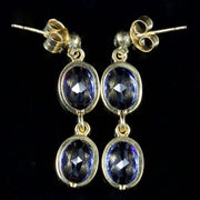 Sapphire Double Drop Earrings 9Ct Gold