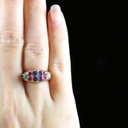 Sapphire Ruby Emerald Ring 14Ct Gold