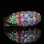 Sapphire Ruby Emerald Ring 14Ct Gold