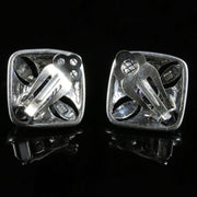 Art Deco Style Amethyst Marcasite Clip Sterling Silver Earrings