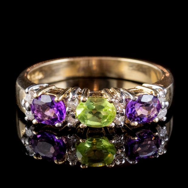 Suffragette-Amethyst-Peridot-Diamond-Ring-9ct-Gold-FRONT