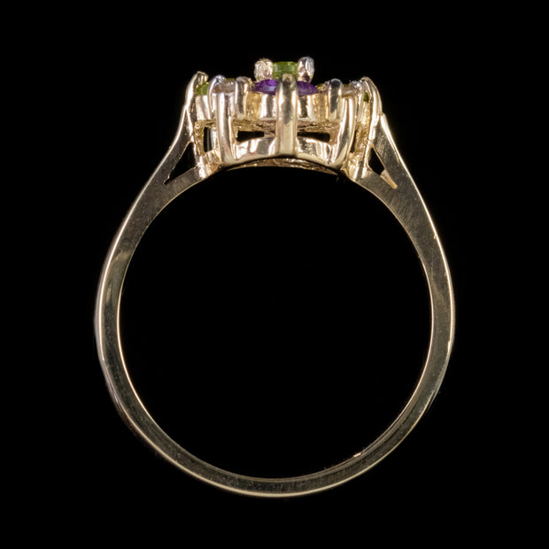 Edwardian Suffragette Style 9ct Gold Cluster Ring top