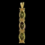 Edwardian Suffragette Style 9ct Gold Pendant Amethyst Peridot Diamond