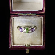 Suffragette 9Ct Gold Ring Peridot Amethyst Pearl