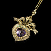 Edwardian Style Amethyst Opal Heart Necklace