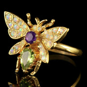 Edwardian Suffragette Style Bee Ring Opal Amethyst Peridot
