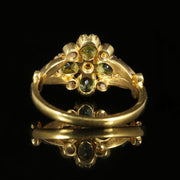 Suffragette Cluster Gold Ring Amethyst Peridot Pearl 18Ct Gold Silver