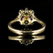 Suffragette Cluster Ring Amethyst Peridot Diamond 9Ct Gold