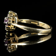 Suffragette Cluster Ring Amethyst Peridot Diamond 9Ct Gold
