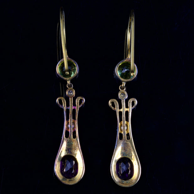 Suffragette Drop Earrings 9Ct Gold Silver