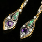 Suffragette Earrings Emerald Amethyst Diamond