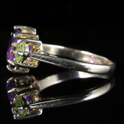 SUFFRAGETTE GOLD TRILOGY RING PERIDOT AMETHYST 9CT GOLD