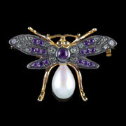Suffragette Insect Brooch Amethyst Peridot Diamond Pearl