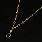Suffragette Necklace Amethyst Peridot 9Ct Gold