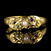 Suffragette Ring Pearl Amethyst Peridot 18Ct Gold On Silver